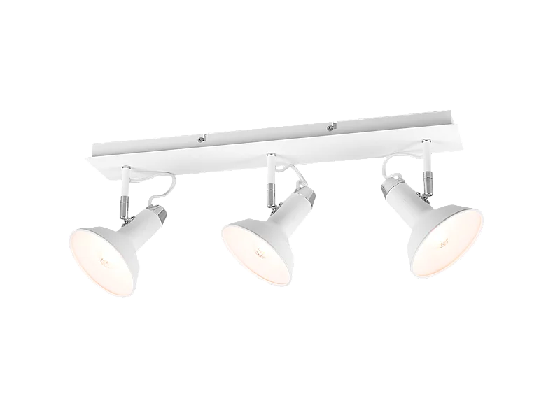 Faretto 3 luci, metallo, bianco opaco, 60x22,8x13,8 cm, Roxie