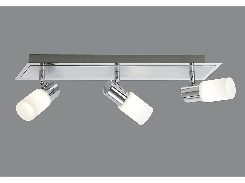 Faretto LED 3 luci, metallo, cromo, 50x18,5x7 cm, Clapton