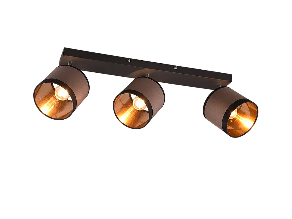 Faretto 3 luci, metallo, nero opaco, 60x21,5x12 cm, Davos