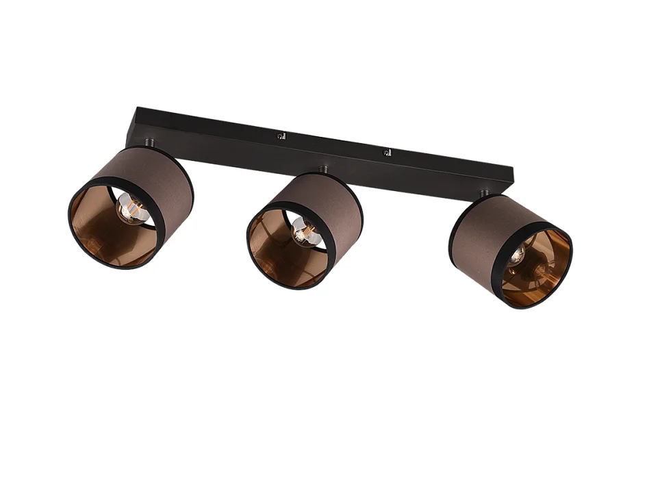 Faretto 3 luci, metallo, nero opaco, 60x21,5x12 cm, Davos