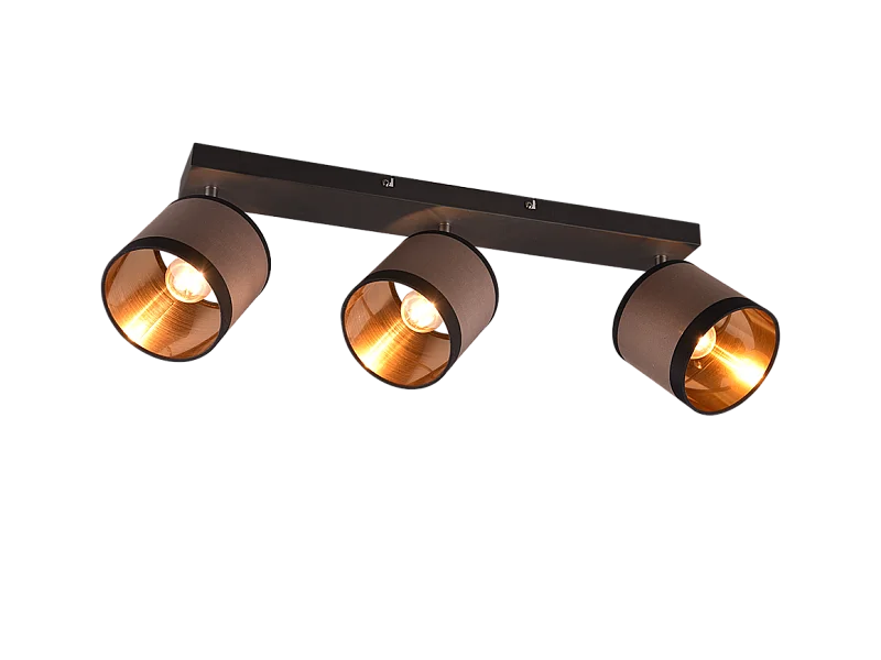 Faretto 3 luci, metallo, nero opaco, 60x21,5x12 cm, Davos