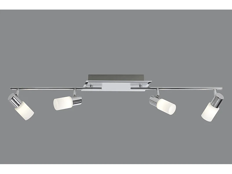 Faretto LED 4 luci, metallo, cromo, 96,5x18,5x8 cm, Clapton