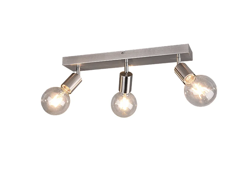 Faretto 3 luci, metallo, nichel opaco, 44x12,5x9 cm, Vannes