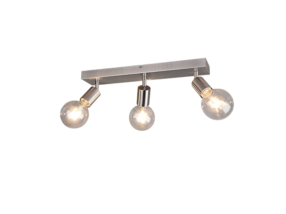 Faretto 3 luci, metallo, nichel opaco, 44x12,5x9 cm, Vannes