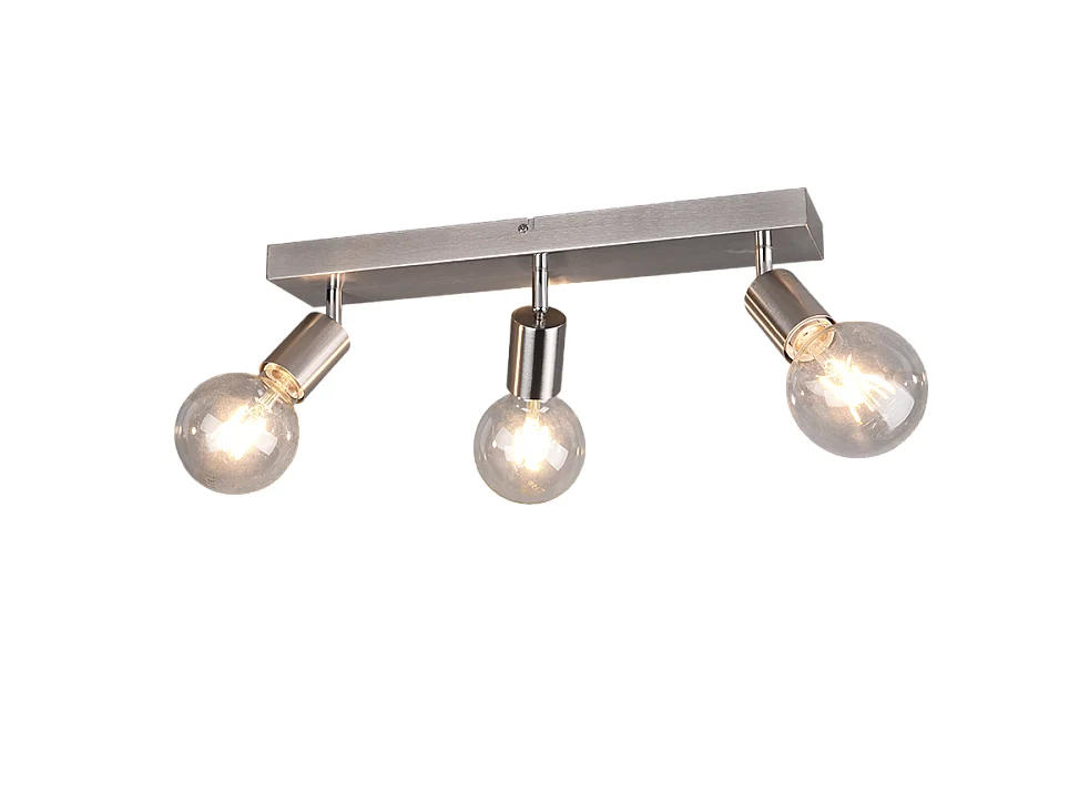 Faretto 3 luci, metallo, nichel opaco, 44x12,5x9 cm, Vannes