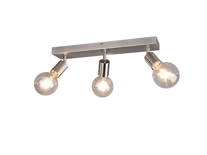 Faretto 3 luci, metallo, nichel opaco, 44x12,5x9 cm, Vannes