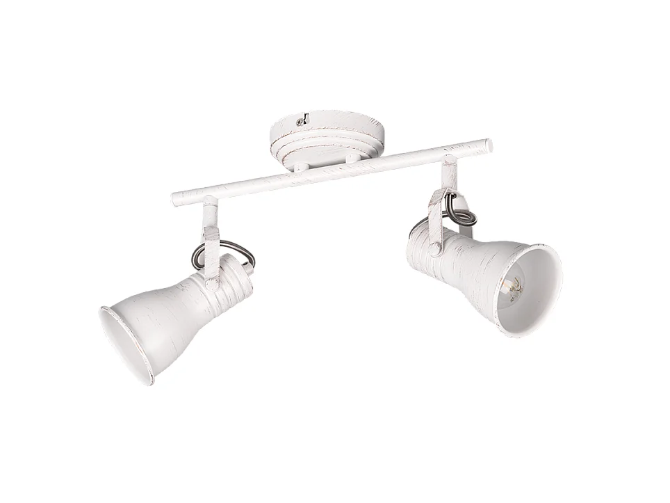 Faretto 2 luci, metallo, bianco anticato, 30x22x10 cm, Steam