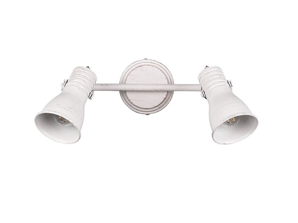 Faretto 2 luci, metallo, bianco anticato, 30x22x10 cm, Steam