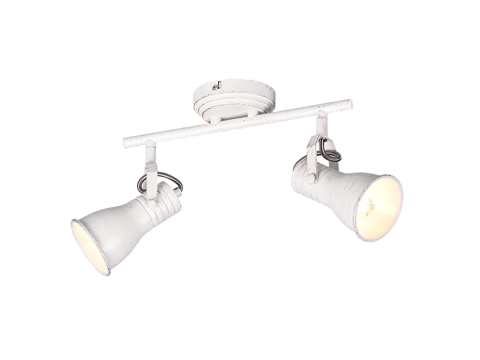 Faretto 2 luci, metallo, bianco anticato, 30x22x10 cm, Steam