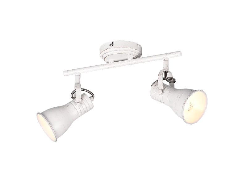 Faretto 2 luci, metallo, bianco anticato, 30x22x10 cm, Steam