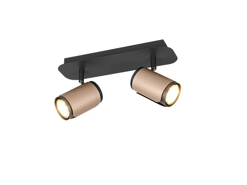 Faretto 2 luci, metallo, caffè, 30x16x12 cm, Gillan