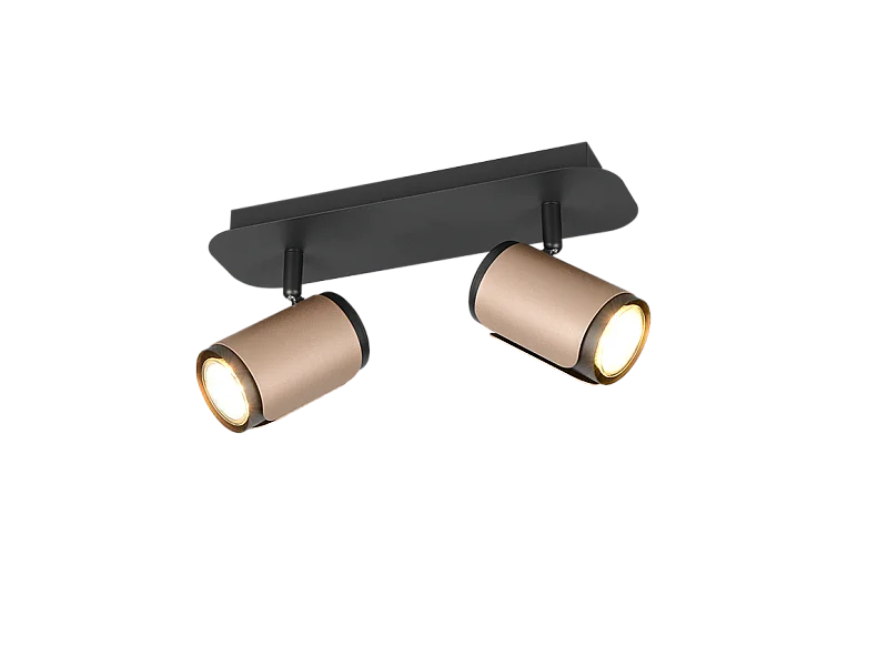 Faretto 2 luci, metallo, caffè, 30x16x12 cm, Gillan