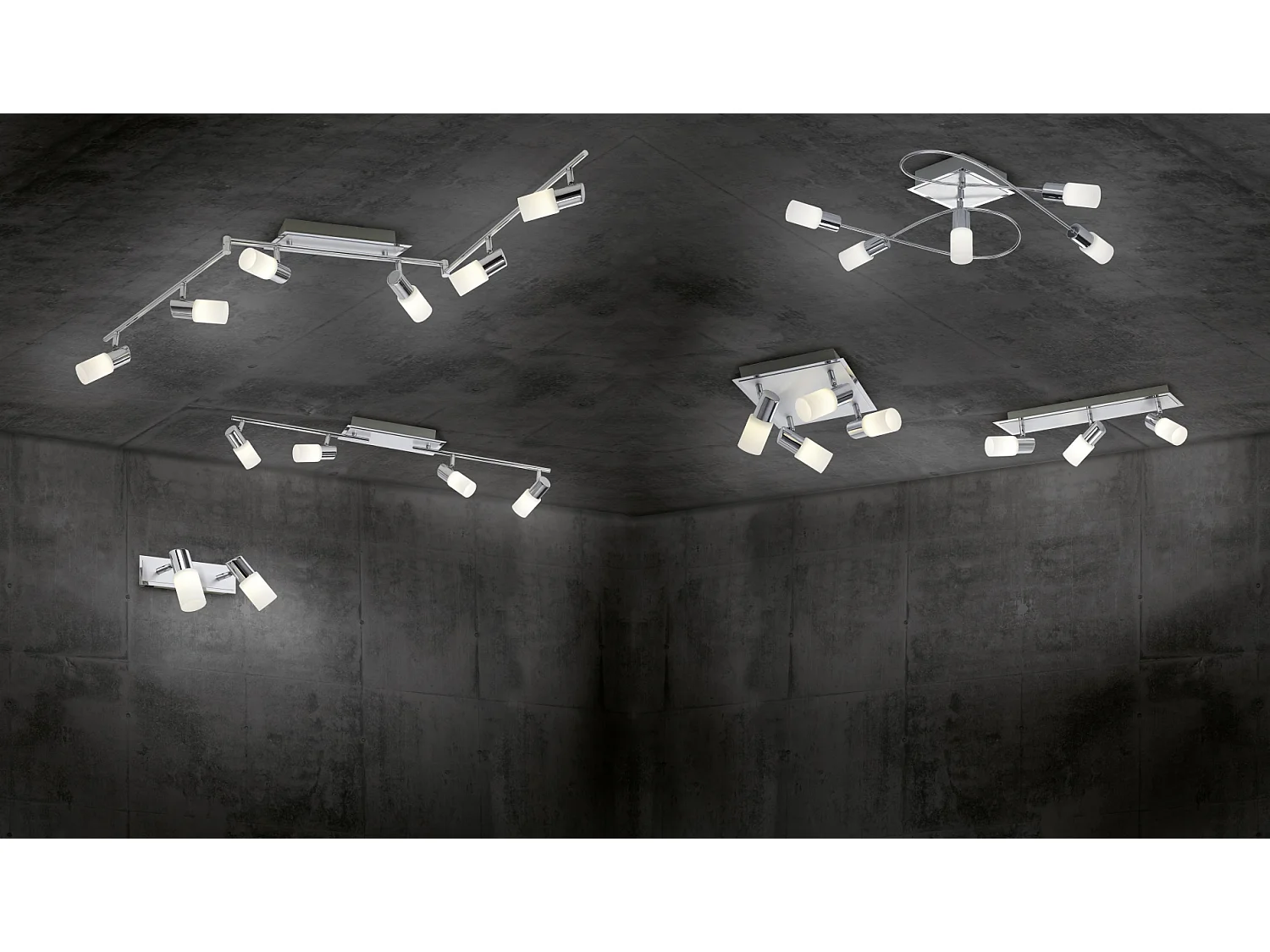 Faretto LED 2 luci, metallo, cromo, 36x18,5x7 cm, Clapton