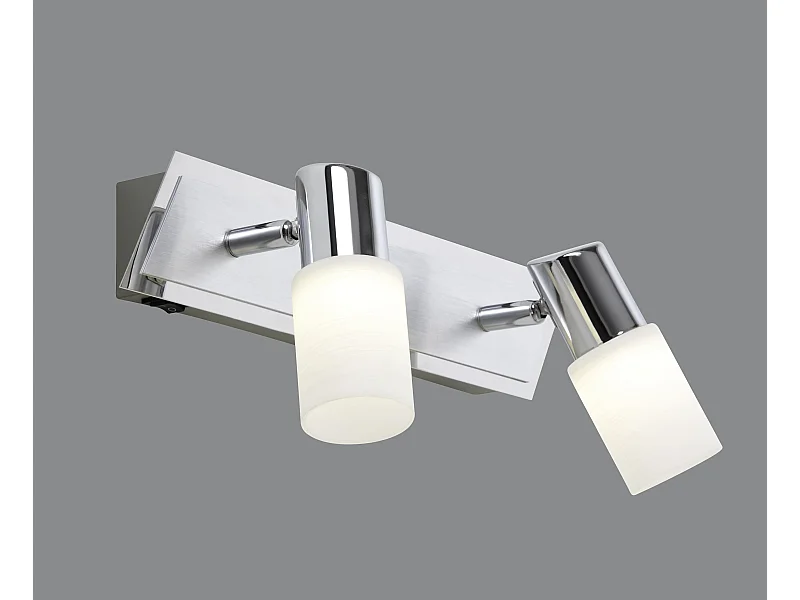 Faretto LED 2 luci, metallo, cromo, 36x18,5x7 cm, Clapton