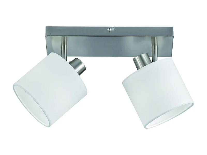 Faretto 2 luci, metallo, nichel opaco, 28x19x17,6 cm, Tommy