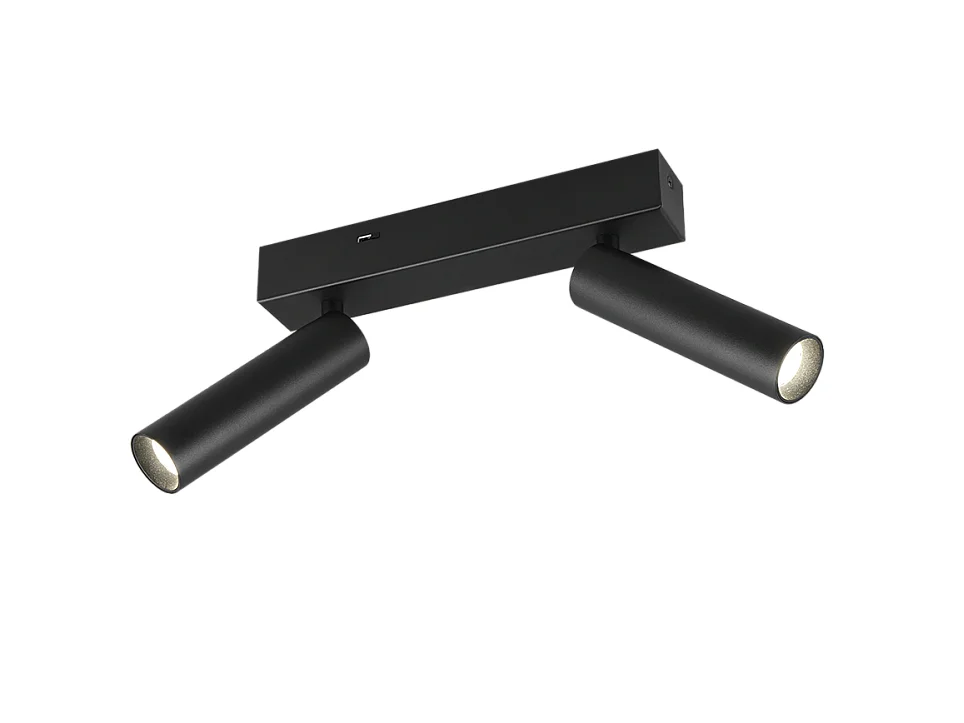 Faretto LED 2 luci, metallo, nero opaco, 26x17,5x4 cm, Ambala