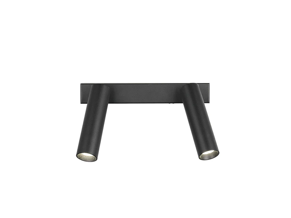 Faretto LED 2 luci, metallo, nero opaco, 26x17,5x4 cm, Ambala