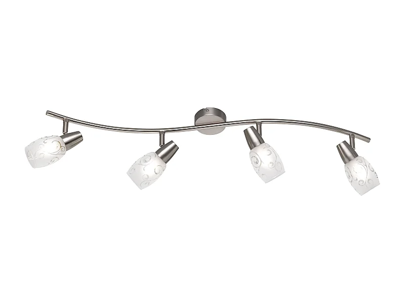 Faretto 4 luci, metallo, nichel opaco, 79x19x8 cm, Colmar