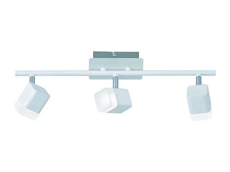 Faretto LED 3 luci, metallo, bianco opaco, 48x14,5x9 cm, Roubaix