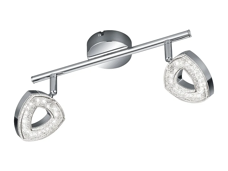 Faretto LED 2 luci, metallo, cromo, 30x13x8,8 cm, Tours