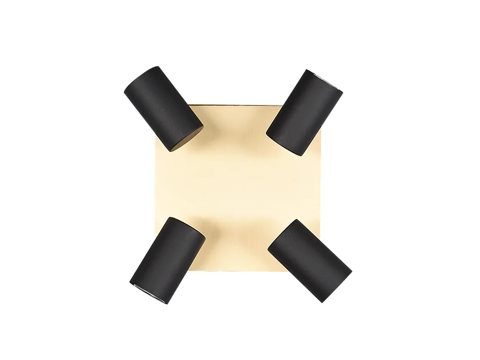 Faretto 4 luci, metallo, oro nero, 24x15x24 cm, Marley