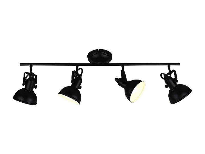 Faretto 4 luci, metallo, nero opaco, 79,5x25,5x13 cm, Gina