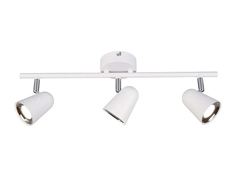 Faretto LED 3 luci, plastica, bianco opaco, 48x17x9 cm, Toulouse