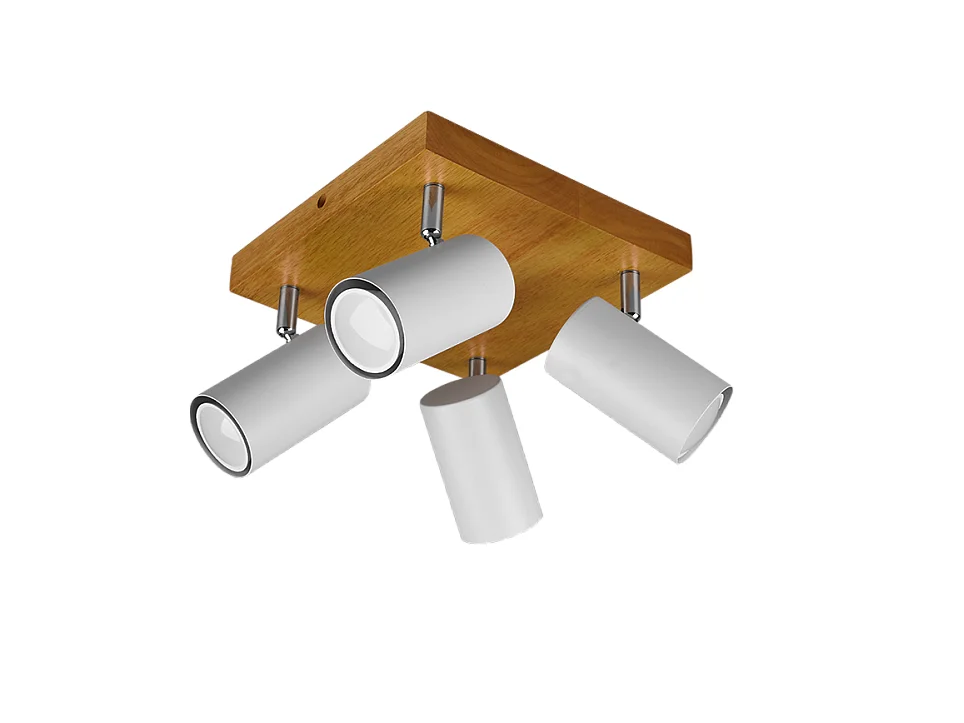 Faretto 4 luci, metallo, bianco opaco, 22x16x22 cm, Marley