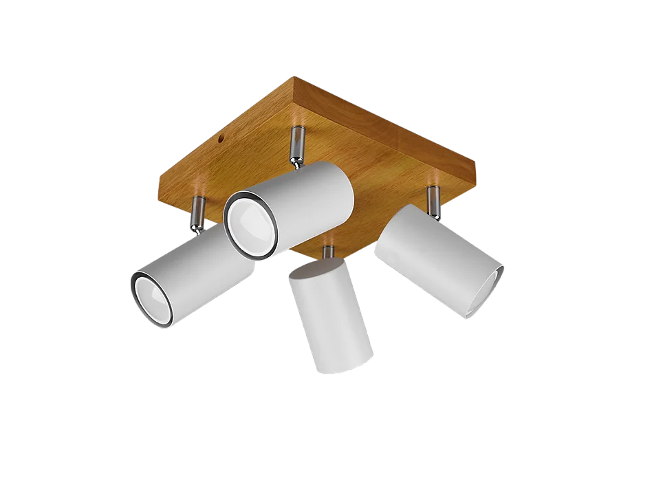 Faretto 4 luci, metallo, bianco opaco, 22x16x22 cm, Marley