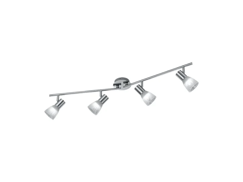 Faretto LED 4 luci, metallo, nichel opaco, 90x19x11 cm, Visto