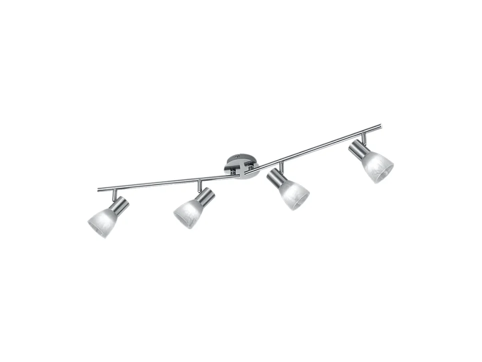 Faretto LED 4 luci, metallo, nichel opaco, 90x19x11 cm, Visto