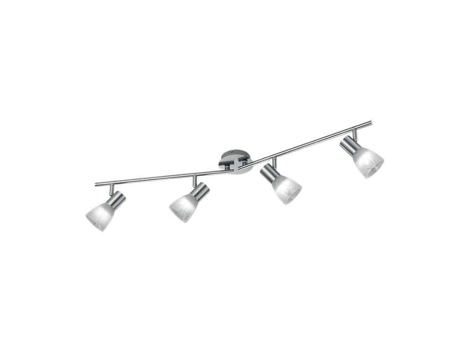 Faretto LED 4 luci, metallo, nichel opaco, 90x19x11 cm, Visto