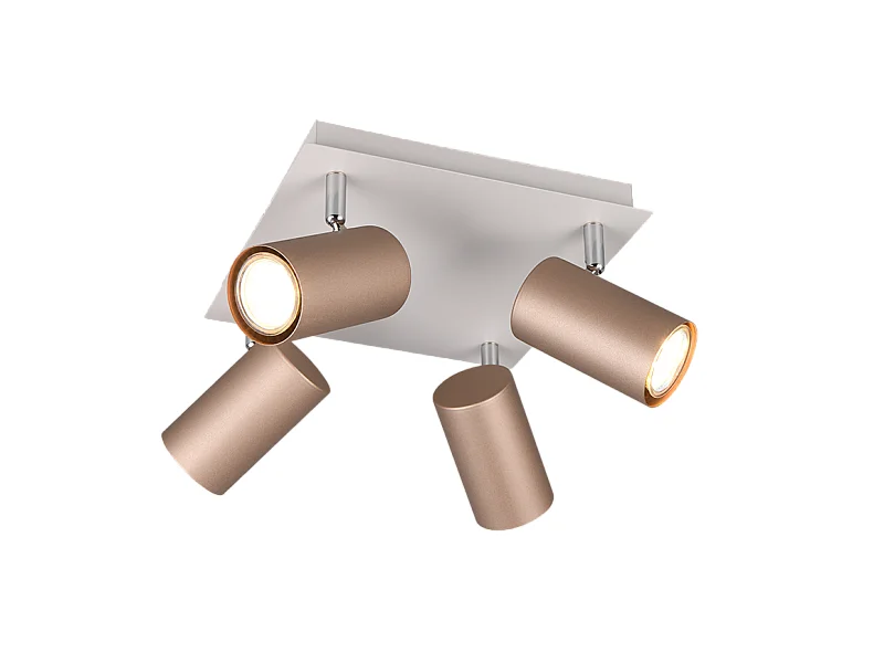 Faretto 4 luci, metallo, caffè, 24x15x24 cm, Marley