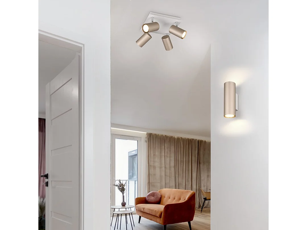 Faretto 4 luci, metallo, caffè, 24x15x24 cm, Marley