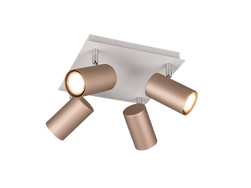 Faretto 4 luci, metallo, caffè, 24x15x24 cm, Marley