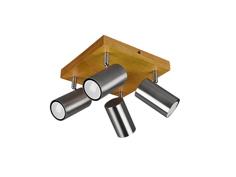 Faretto 4 luci, metallo, nichel opaco, 22x16x22 cm, Marley