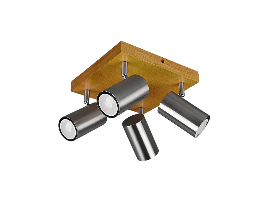 Faretto 4 luci, metallo, nichel opaco, 22x16x22 cm, Marley