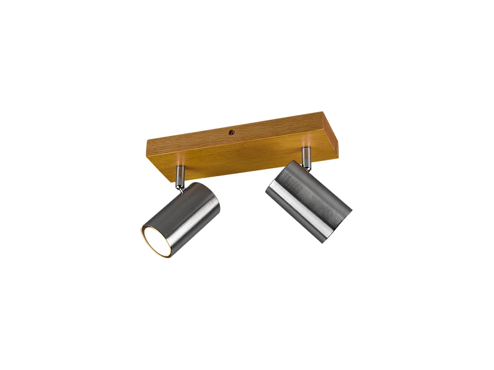 Faretto 2 luci, metallo, nichel opaco, 26x16x9 cm, Marley