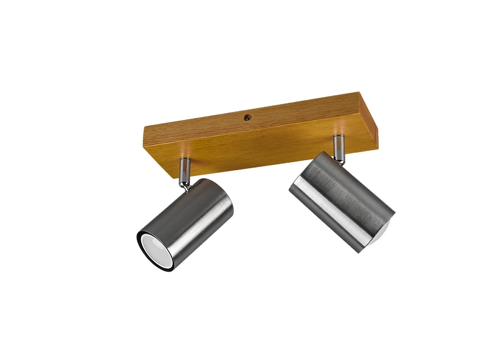 Faretto 2 luci, metallo, nichel opaco, 26x16x9 cm, Marley