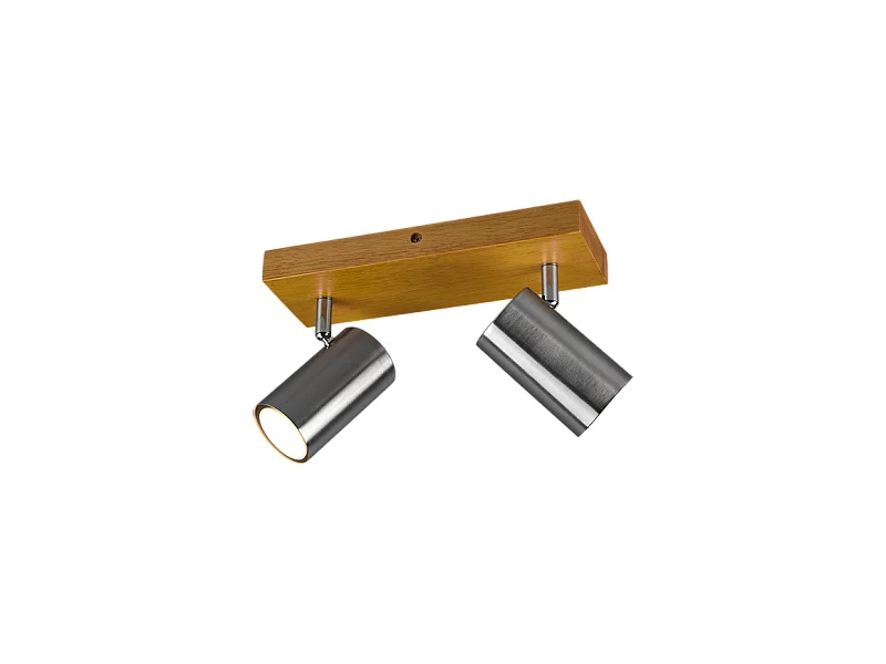 Faretto 2 luci, metallo, nichel opaco, 26x16x9 cm, Marley