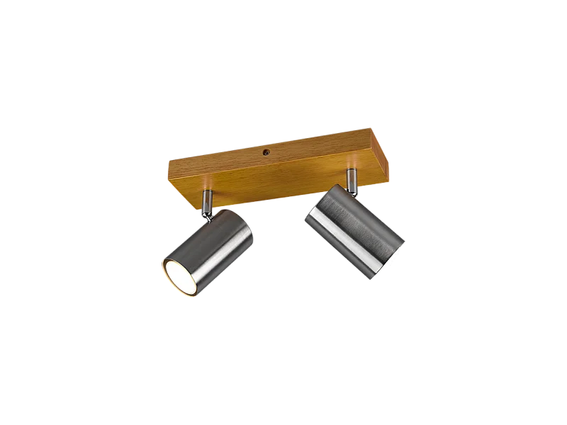 Faretto 2 luci, metallo, nichel opaco, 26x16x9 cm, Marley