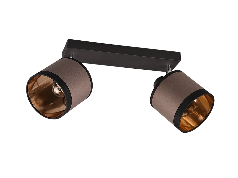 Faretto 2 luci, metallo, nero opaco, 38x21,5x16,5 cm, Davos