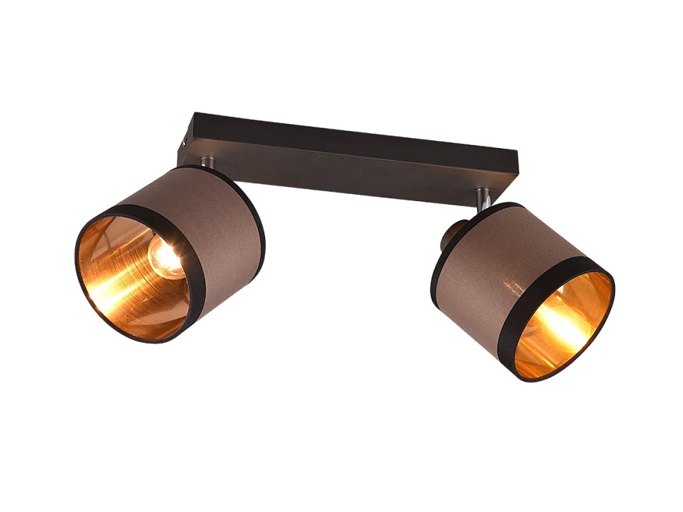 Faretto 2 luci, metallo, nero opaco, 38x21,5x16,5 cm, Davos