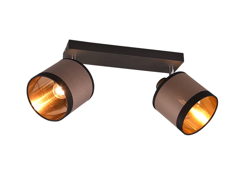 Faretto 2 luci, metallo, nero opaco, 38x21,5x16,5 cm, Davos