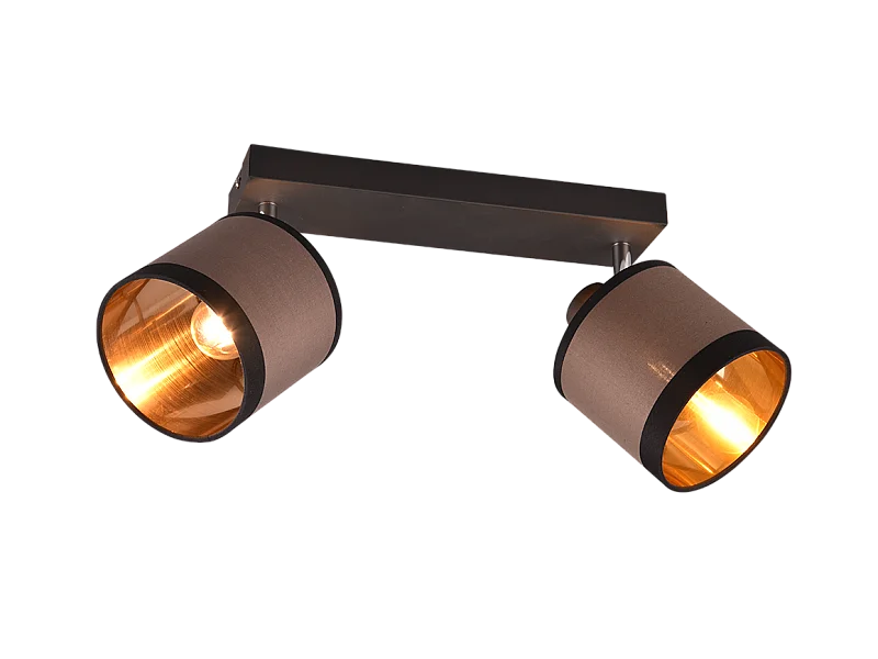 Faretto 2 luci, metallo, nero opaco, 38x21,5x16,5 cm, Davos