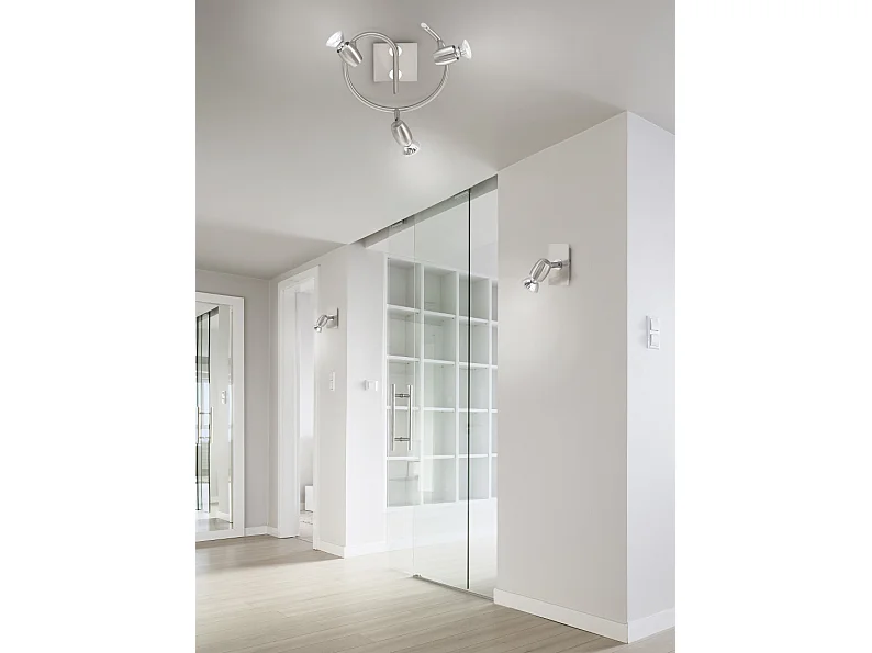 Faretto 3 luci, metallo, nichel opaco, 25,5x15x25,5 cm, Michael