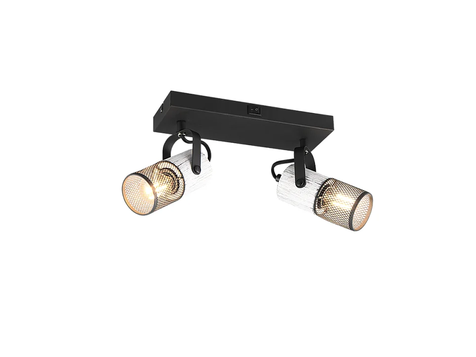 Faretto 2 luci, metallo, nero, 26x19,5x9 cm, Tosh