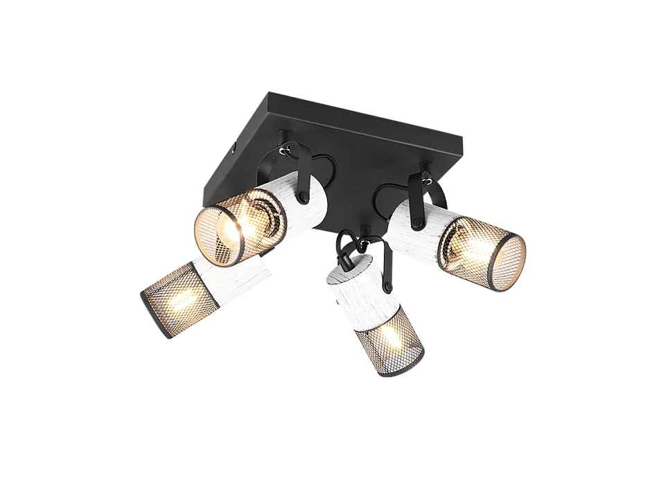 Faretto 4 luci, metallo, nero, 22x19,5x22 cm, Tosh