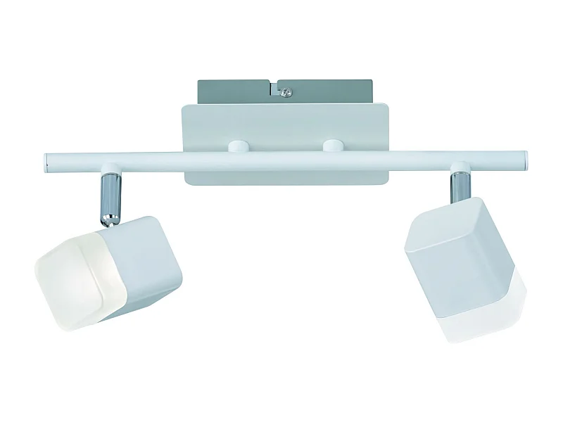 Faretto LED 2 luci, metallo, bianco opaco, 34x14,5x9 cm, Roubaix
