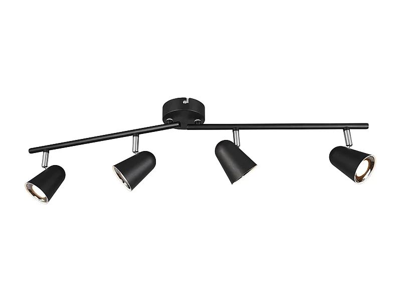 Faretto LED 4 luci, plastica, nero opaco, 78x17x9 cm, Toulouse